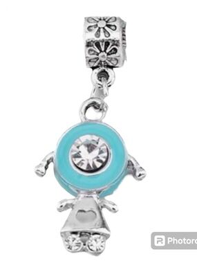 Silver Blue Girl Charm Pendant
